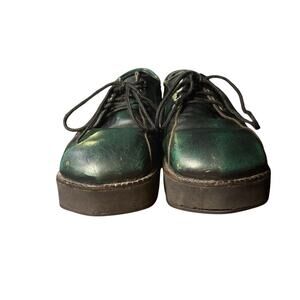 Vintage John Fluevog Creepers Platform Shoes Tie Oxfords Green Brown Size 43